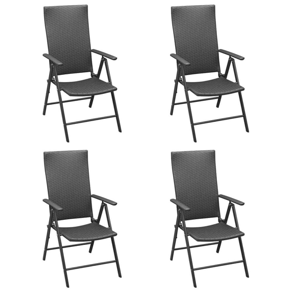 Vidaxl Záhradné stoličky 4 ks polyratan čierne